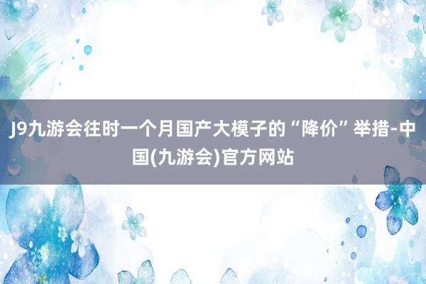 J9九游会往时一个月国产大模子的“降价”举措-中国(九游会)官方网站