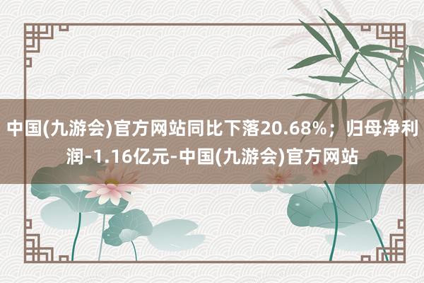 中国(九游会)官方网站同比下落20.68%；归母净利润-1.16亿元-中国(九游会)官方网站